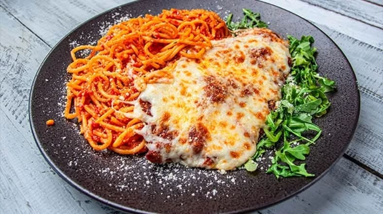 Half Eggplant Parmesan.