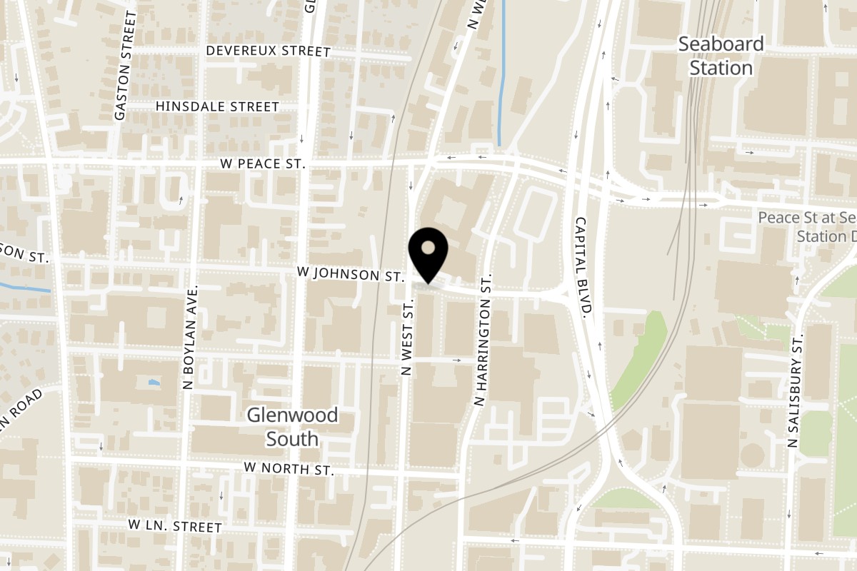 Map showing the location of La Cucina Italiana Smoky Hollow on 524 N West St in Raleigh